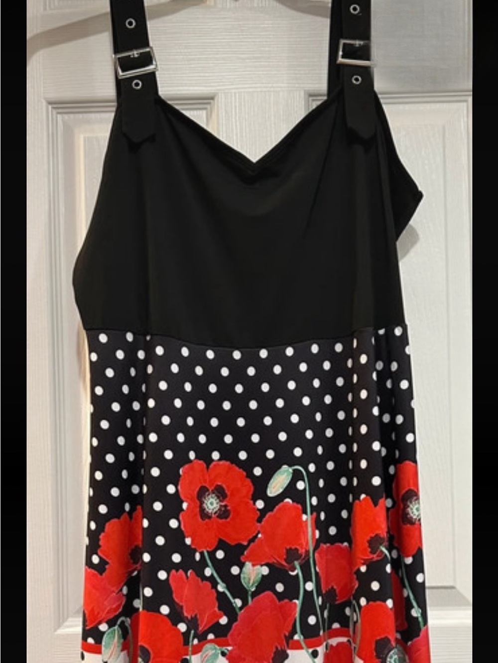 Rosegal 2X Black & white Polka Dots With Poppy Floral Pattern